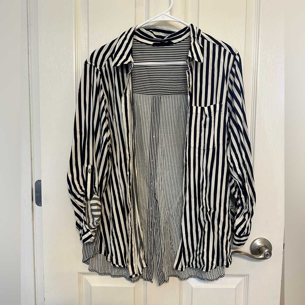 Black and white button down